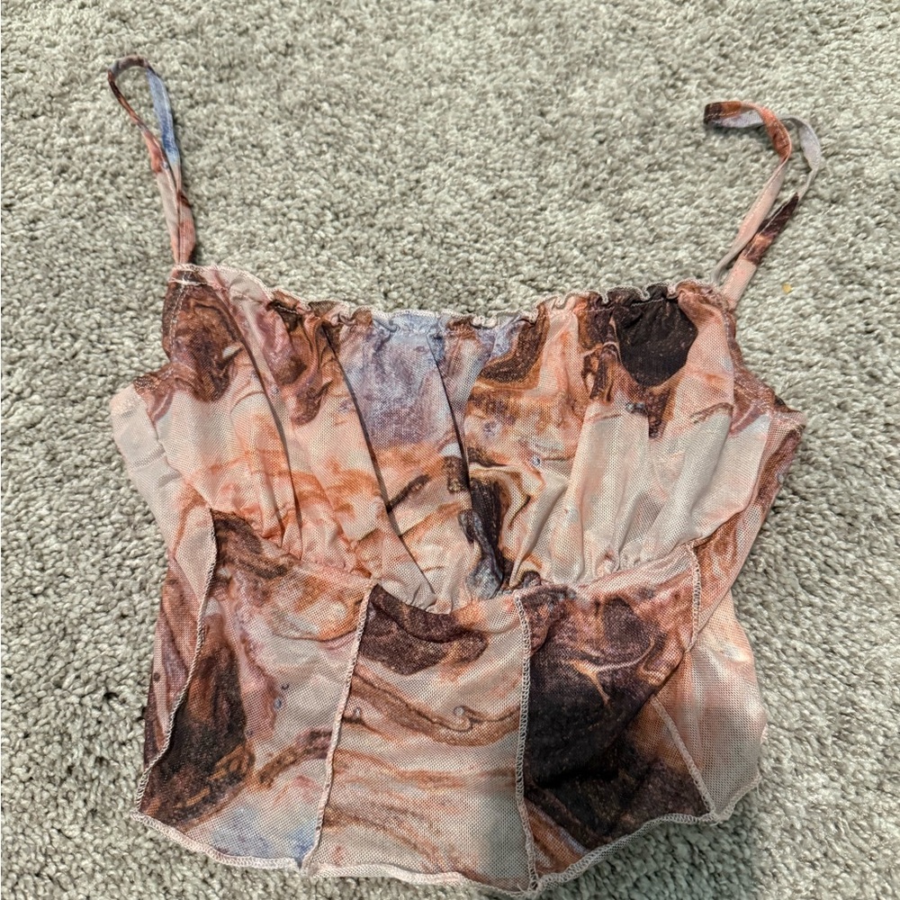 Marble Print Women's Top see thru